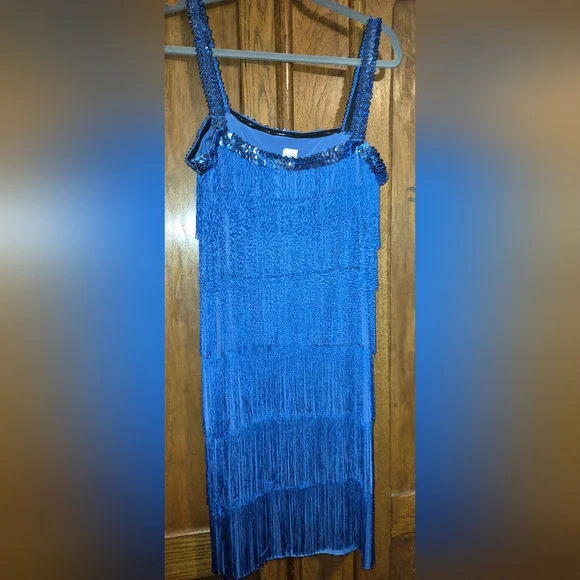 Blue Flapper Costume Dress For Women Size 12-14 Medium, Stretchy - Picture 2 of 5